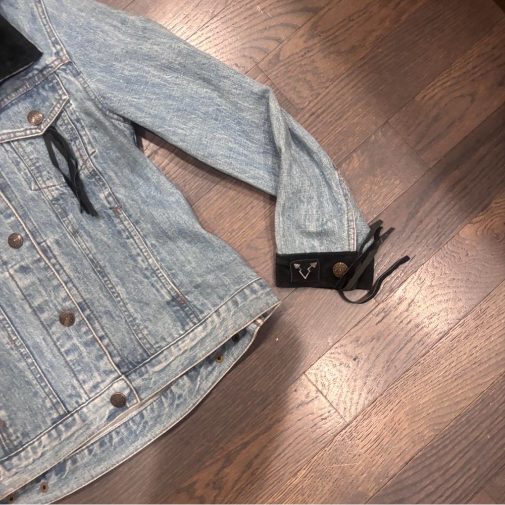 Vintage SFR Santa Fe Creation Denim Jacket with Suede & Aztec Patch - Picture 6 of 11